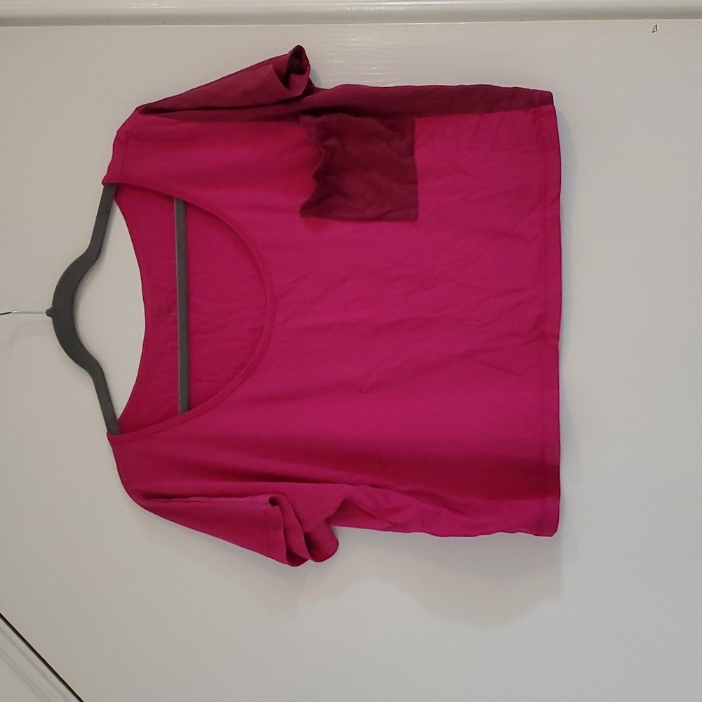RYU Small Pink Color Blocked Pima Cotton Cropped Tee